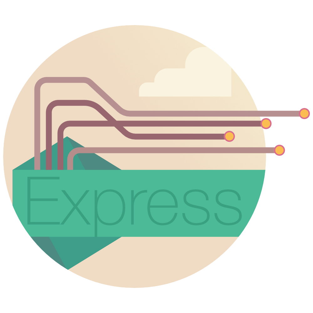 express.js name with an illustration of network lines coming out of a node