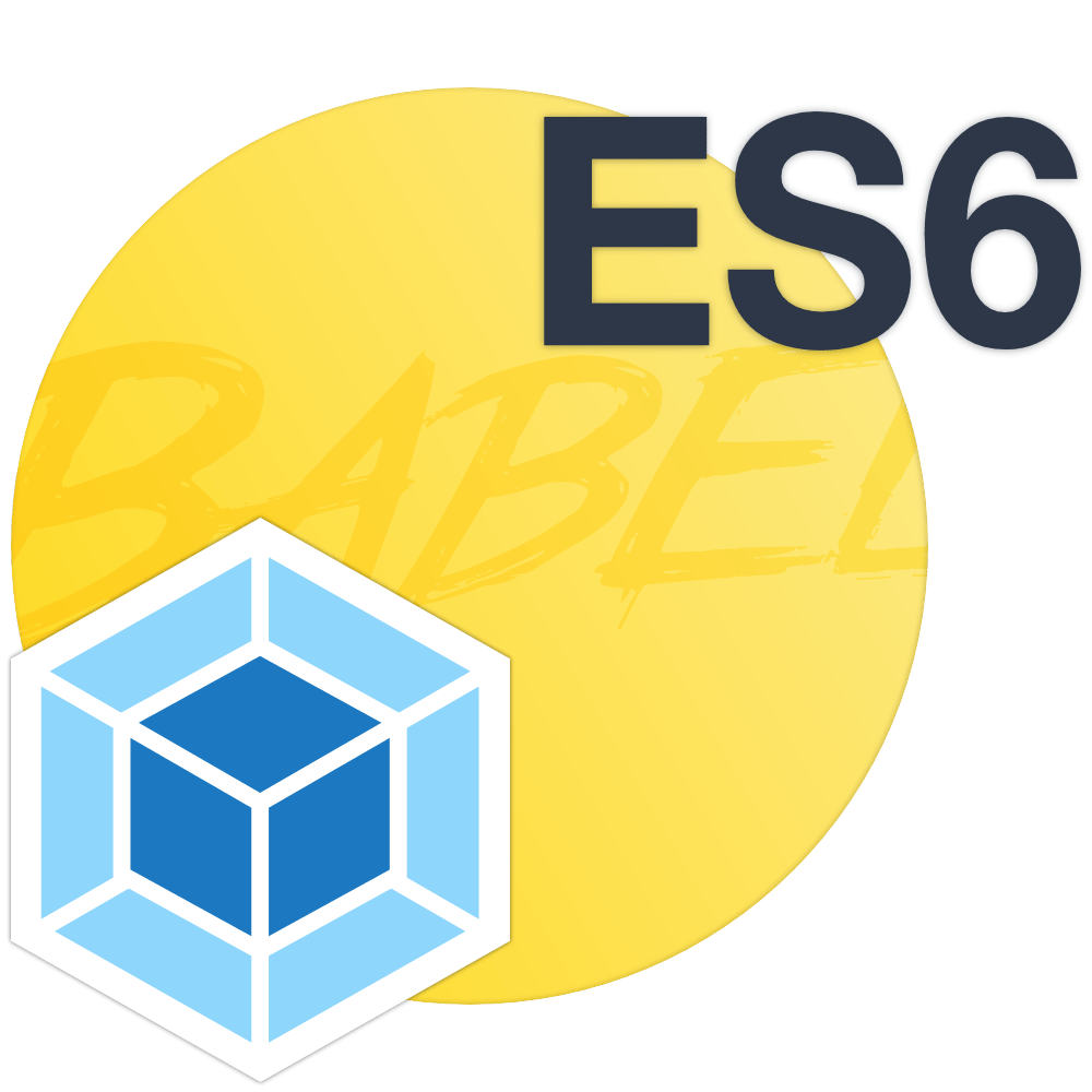 webpack, es6, and babel logos